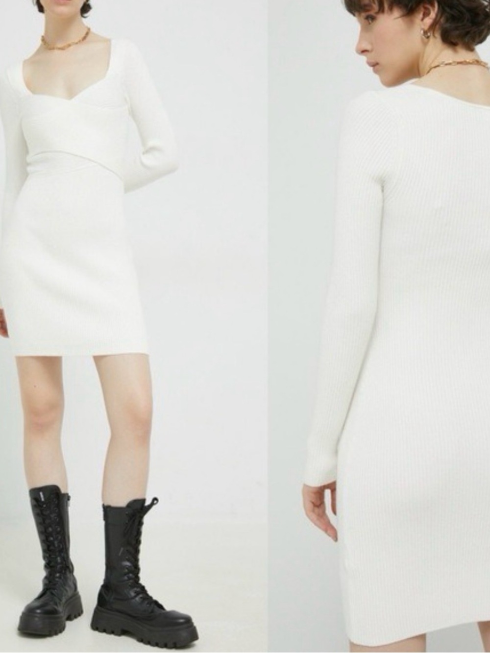 NWT Abercrombie and Fitch ribbed white wrap front sweater mini dress sz small